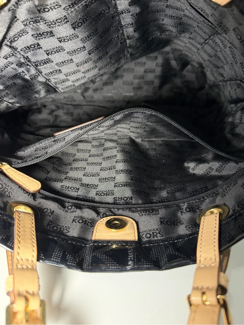 Michael Kors Black Patent Leather Tote Bag